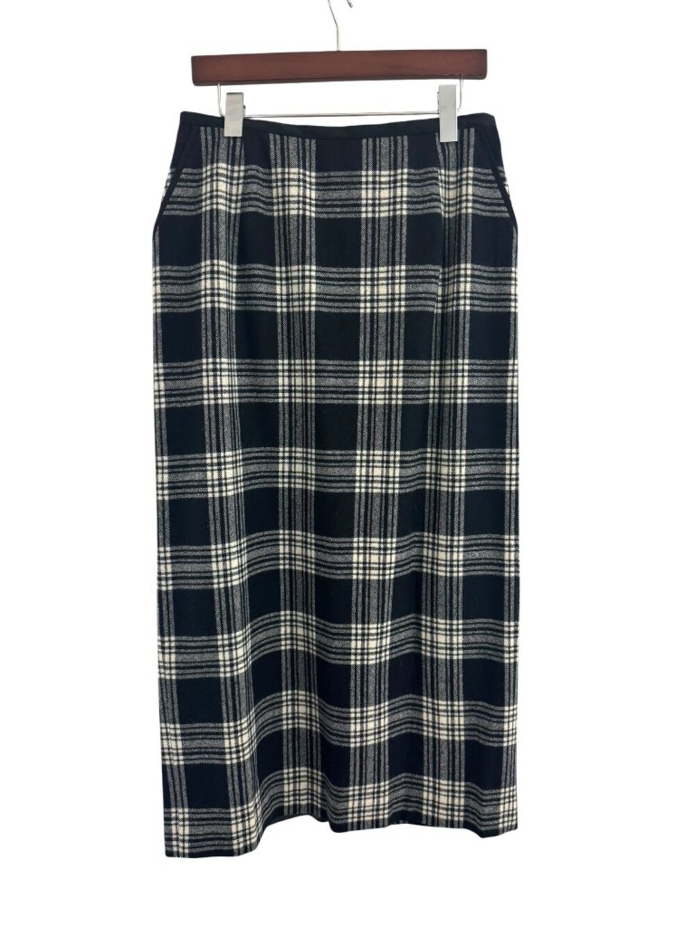 Vintage Pendleton 100% Virgin Wool Plaid Midi Maxi Skirt Lined Size 10 Pockets